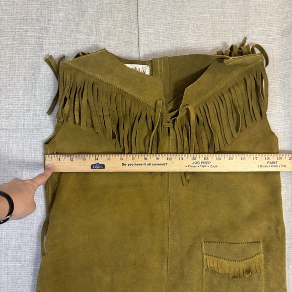 Vintage Gaitan Leather Fringe Vest Made Mexico Small/34 Western Boho Great Shape - Picture 16 of 16